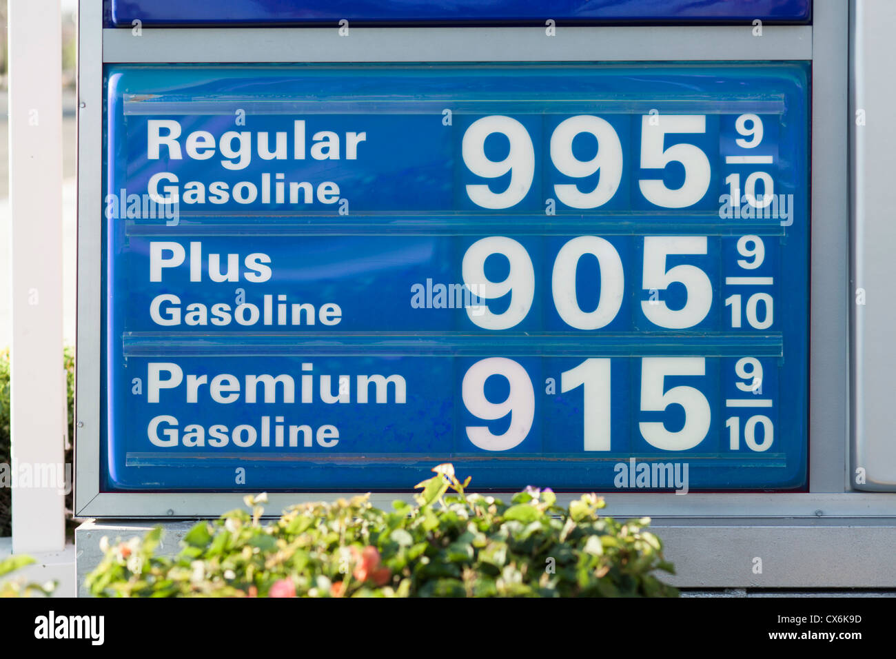 Dettaglio di un segno pubblicità dei prezzi del carburante Foto Stock
