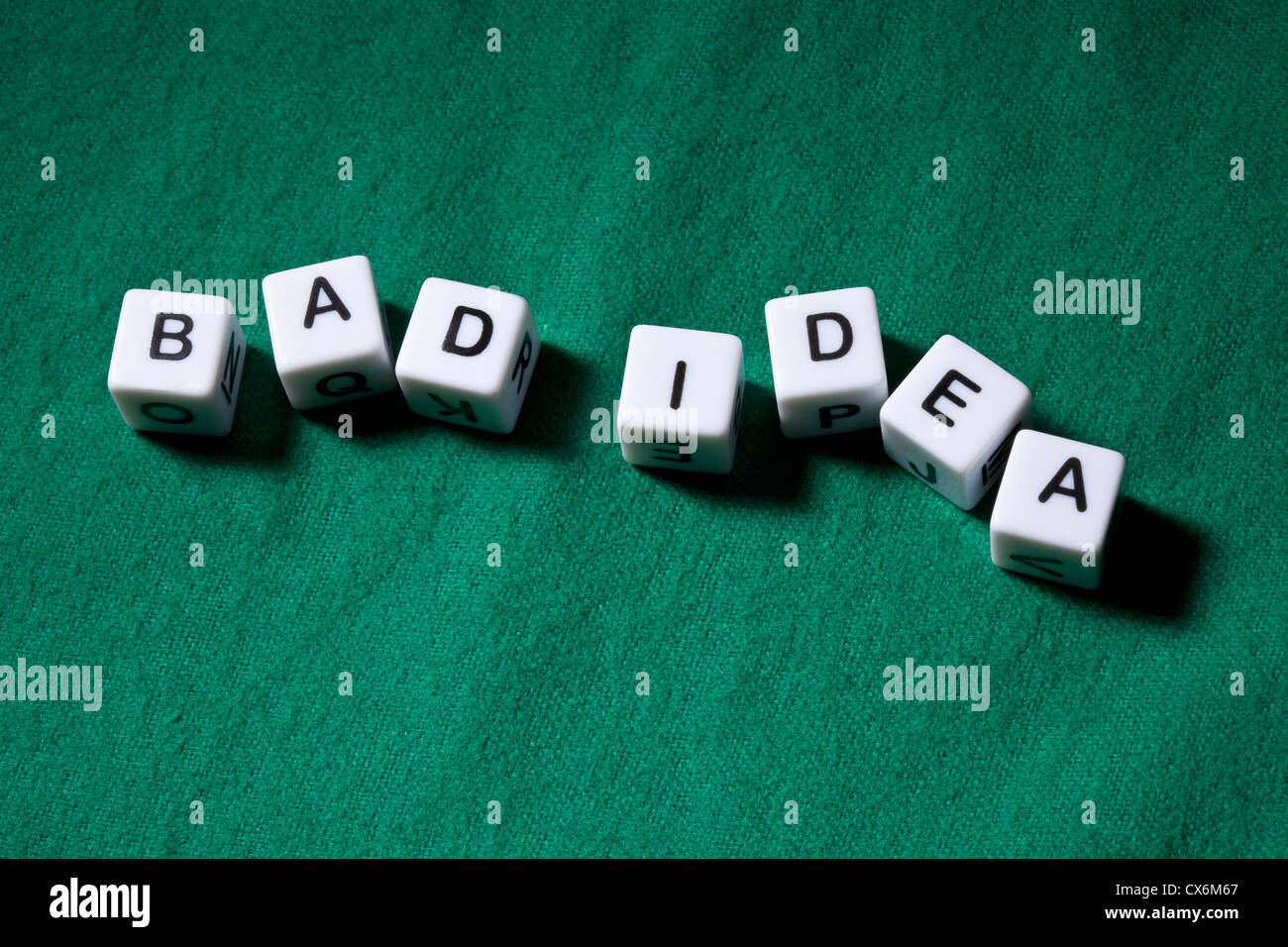 Letterati cubi l'ortografia delle parole cattiva idea Foto Stock