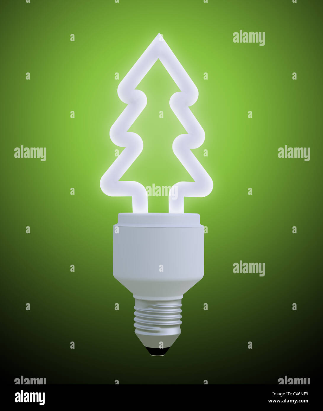 Lampadina luce sagomata come un albero di Natale Foto Stock