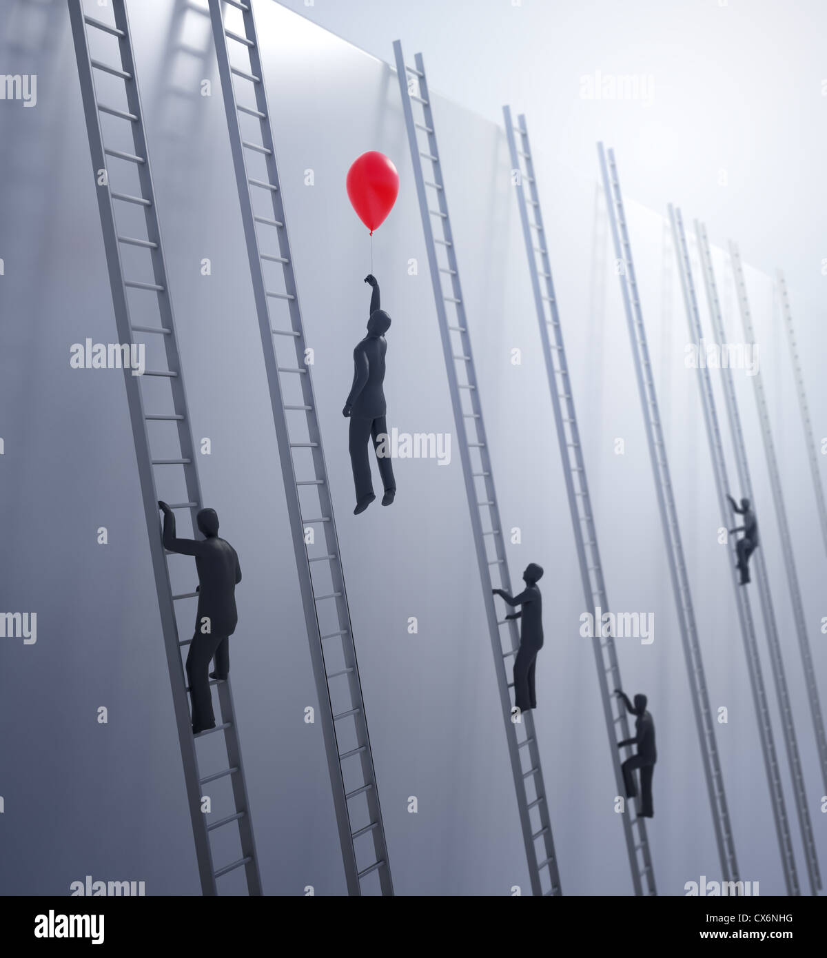 Tiny astratti persone salire le scale - Innovazione e vantaggio nel concetto di business Foto Stock