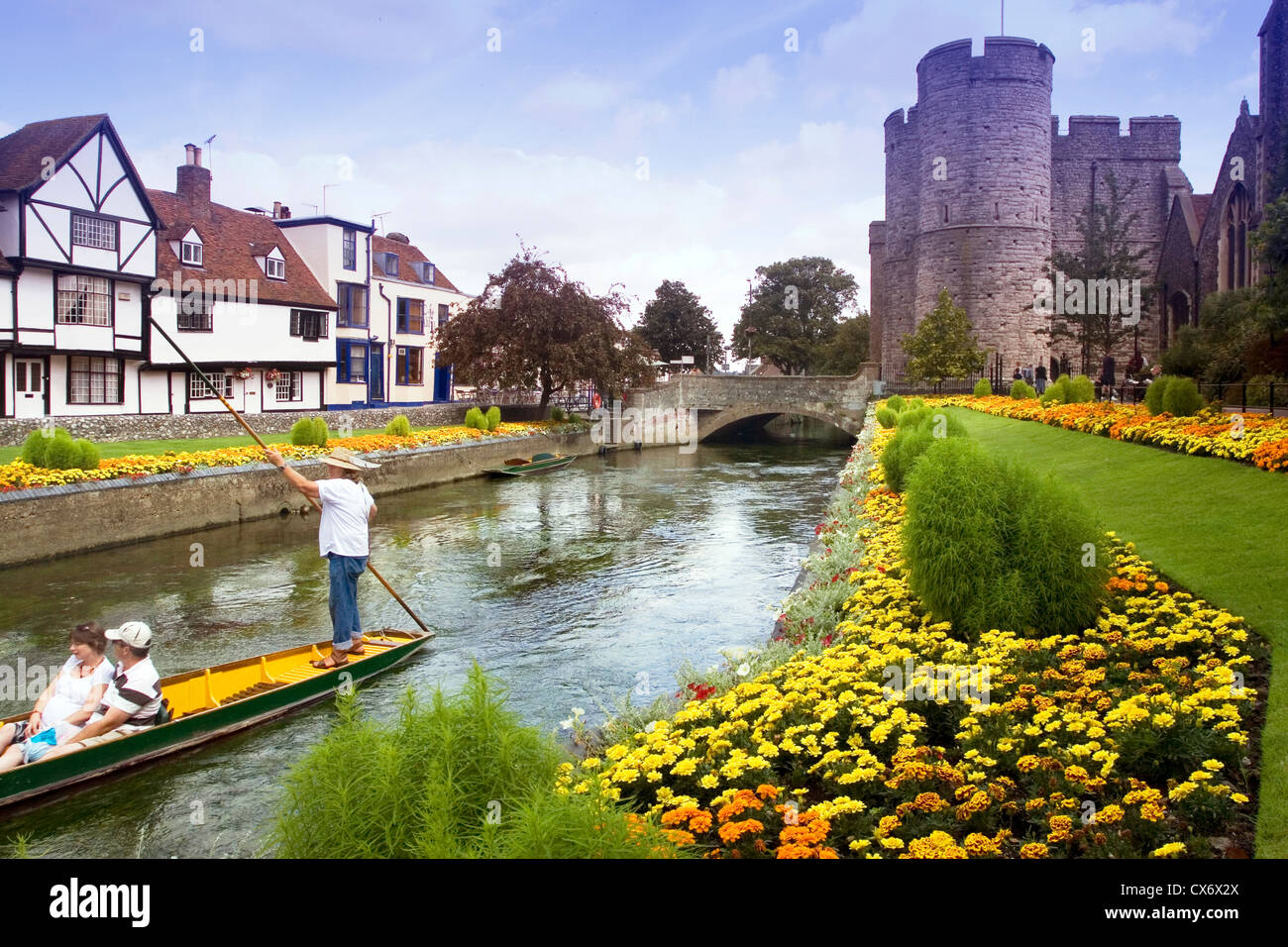 Canterbury Westgate Gardens, Fiume Stour, Kent, England, Regno Unito Foto Stock