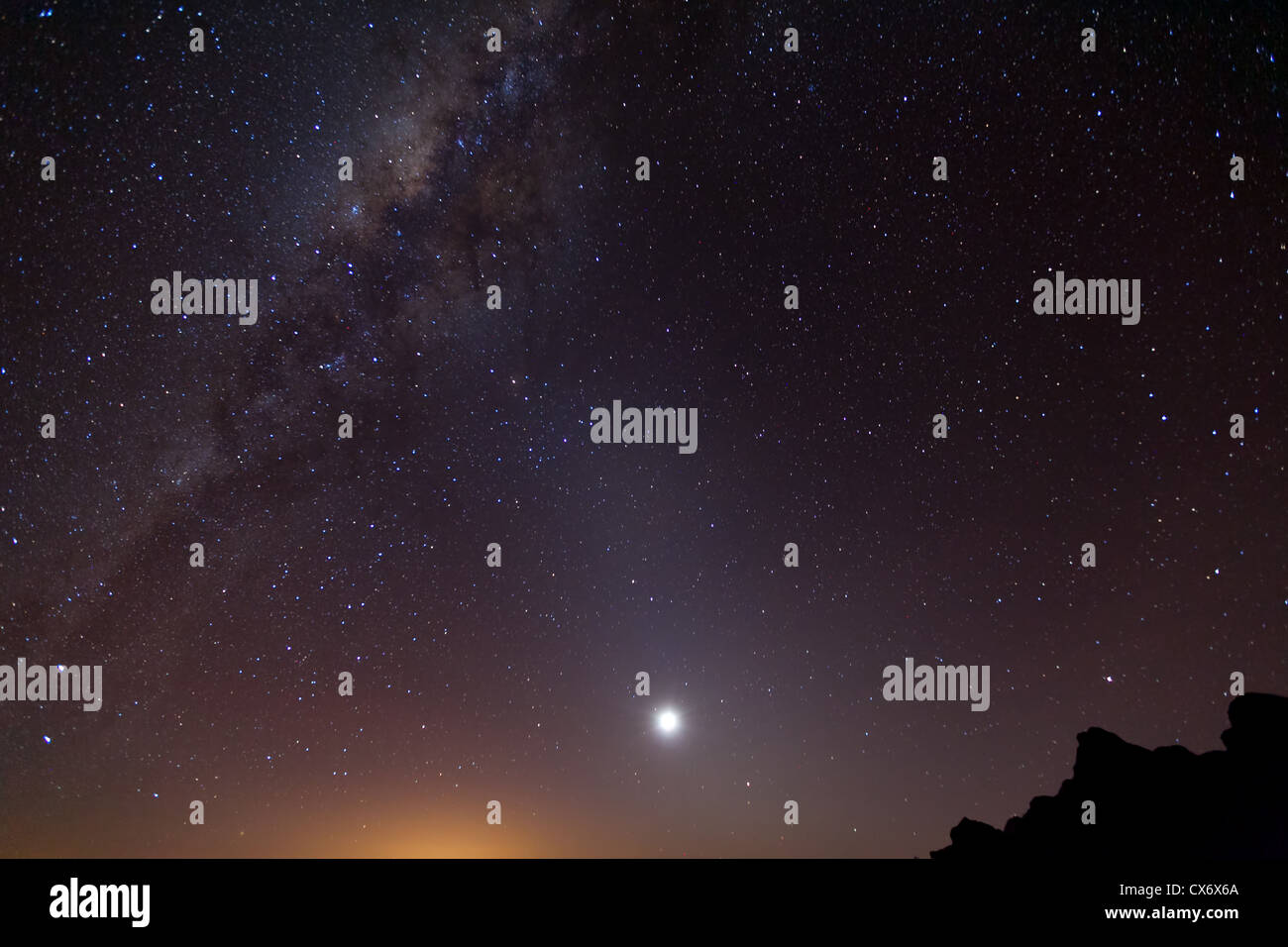 La Via Lattea il colpo da 5000m di altitudine sul Vulcano Chimborazo in Ecuador Foto Stock