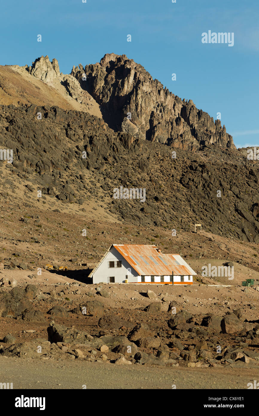 Rifugiato sul Vulcano Chimborazo in Ecuador a 5000m di altitudine Foto Stock
