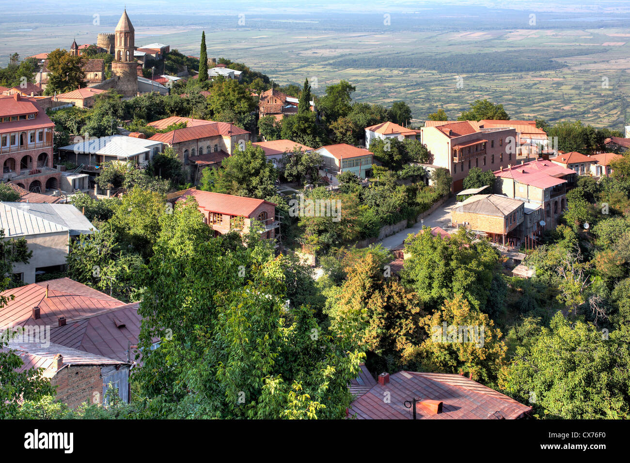 Vista della Valle Alazani, Sighnaghi, Kakheti, Georgia Foto Stock