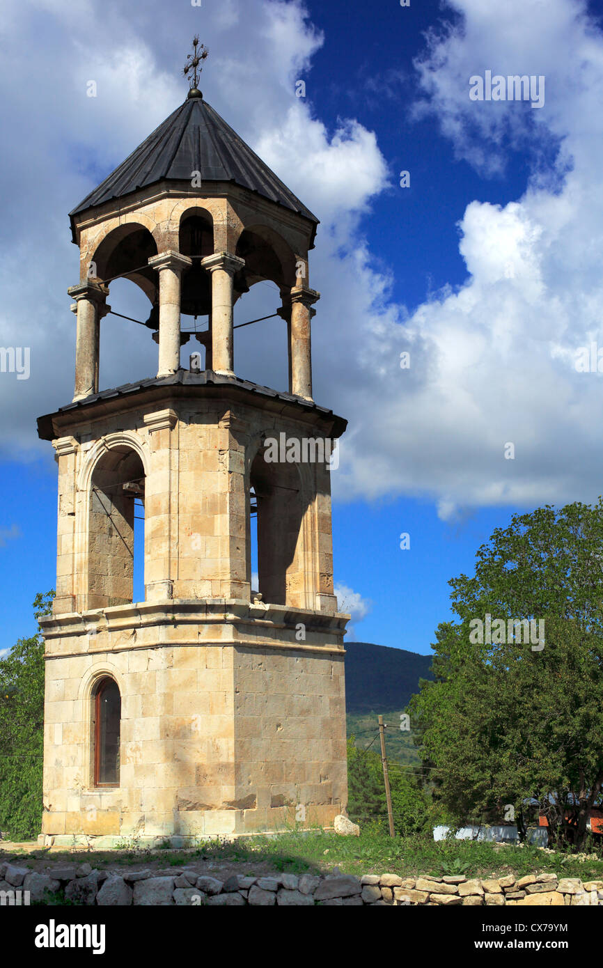 Campanile del Duomo di Nikortsminda, Nikortsminda, Racha, Georgia Foto Stock