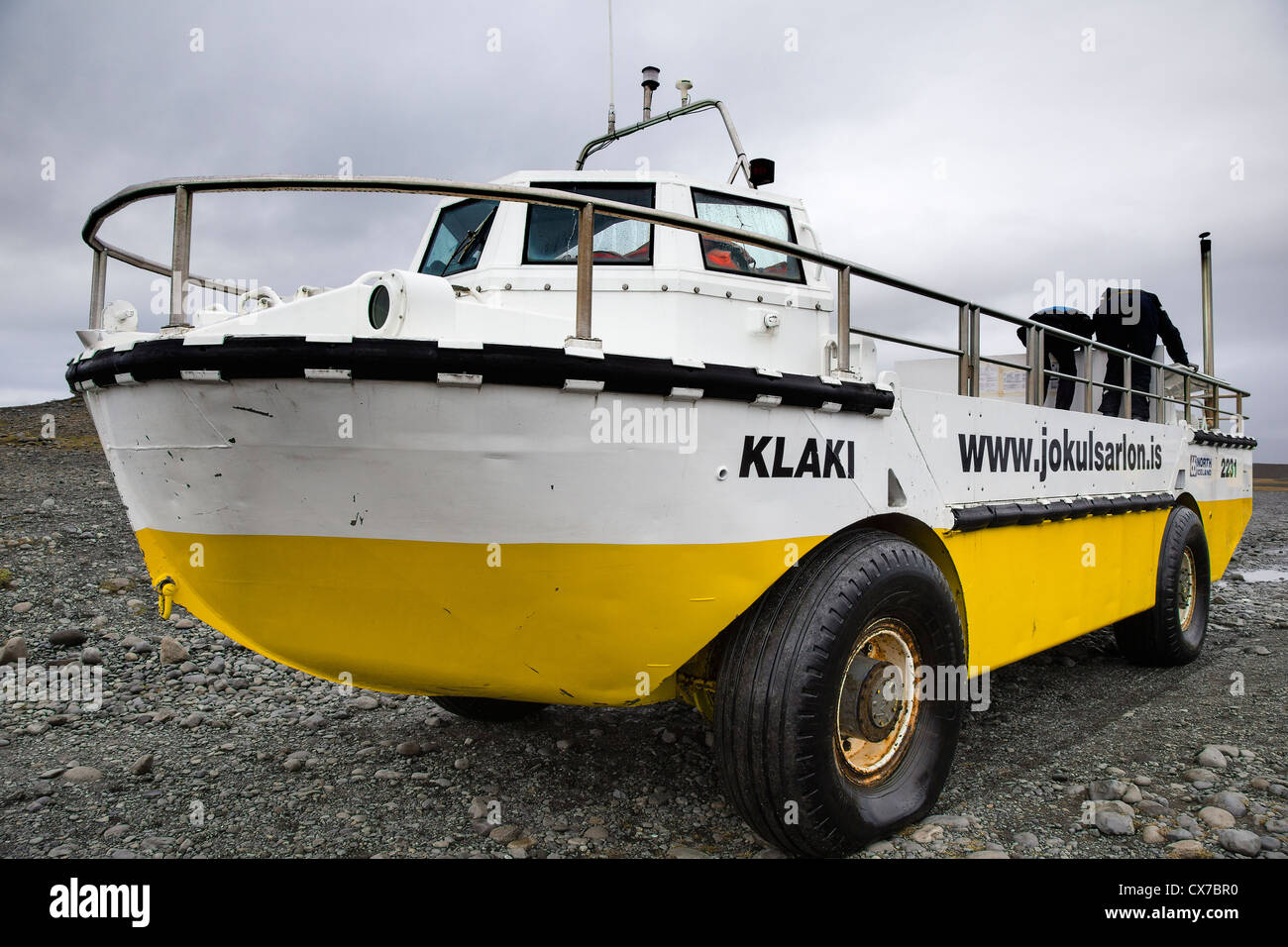 Veicolo anfibio utilizzato per escursioni sul Jökulsárlón laguna glaciale, Islanda Foto Stock