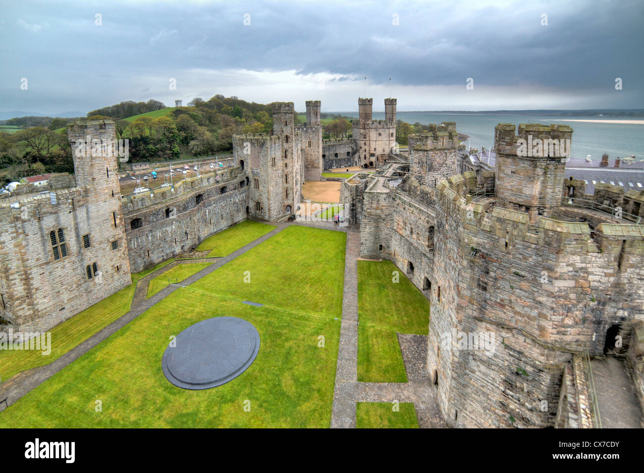 Castello, Caernarfon, Gwynedd, Wales, Regno Unito Foto Stock