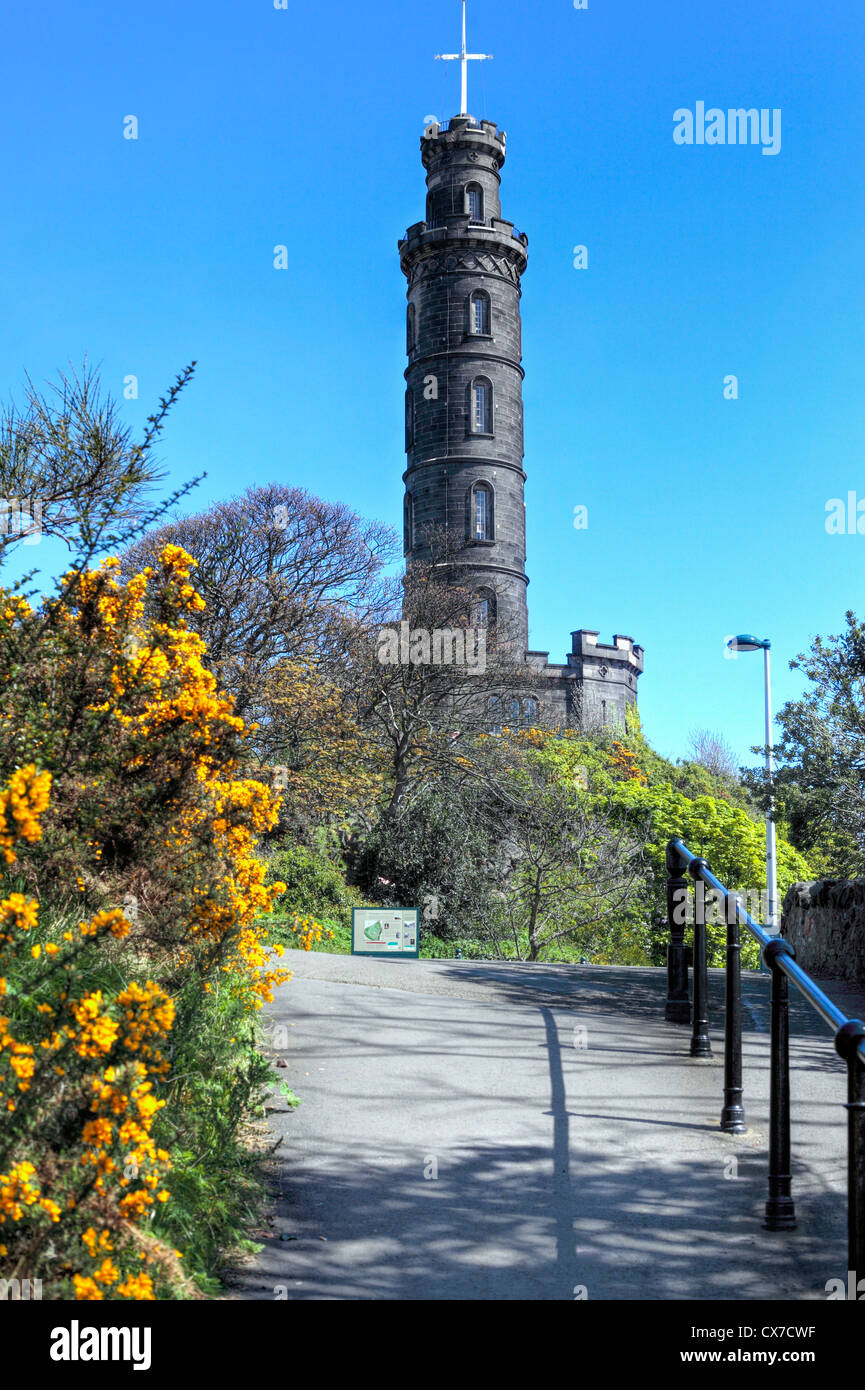 Monumento Nelson, Calton Hill, Edimburgo, Scozia, Regno Unito Foto Stock