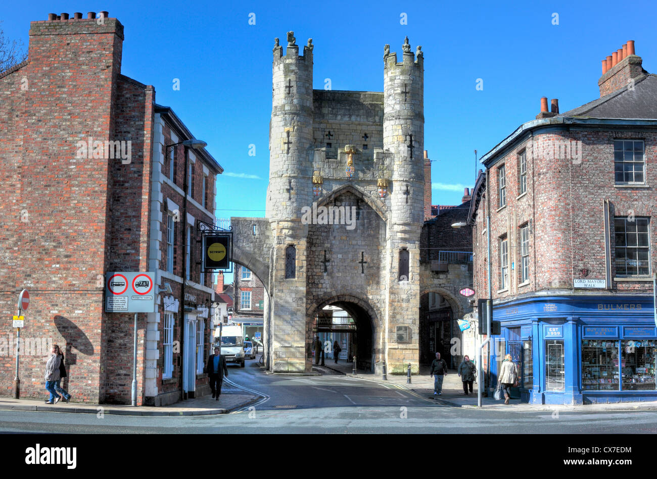L'ingresso meridionale di York, Micklegate Bar, York, North Yorkshire, Inghilterra, Regno Unito Foto Stock