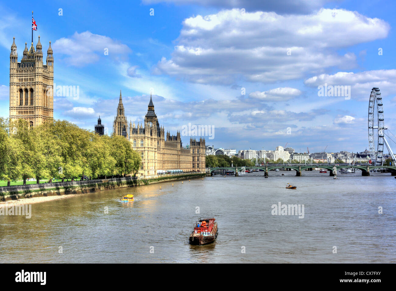 Il Palazzo di Westminster (sede del Parlamento), London, Regno Unito Foto Stock