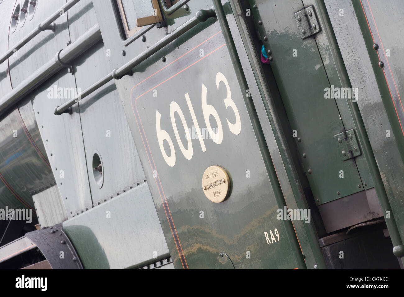 Il lato cabina ed esecuzione di numero di A1 Pacific 60136 'Tornado' in mostra a Railfest 2012 presso il Museo Nazionale delle Ferrovie di York. Foto Stock