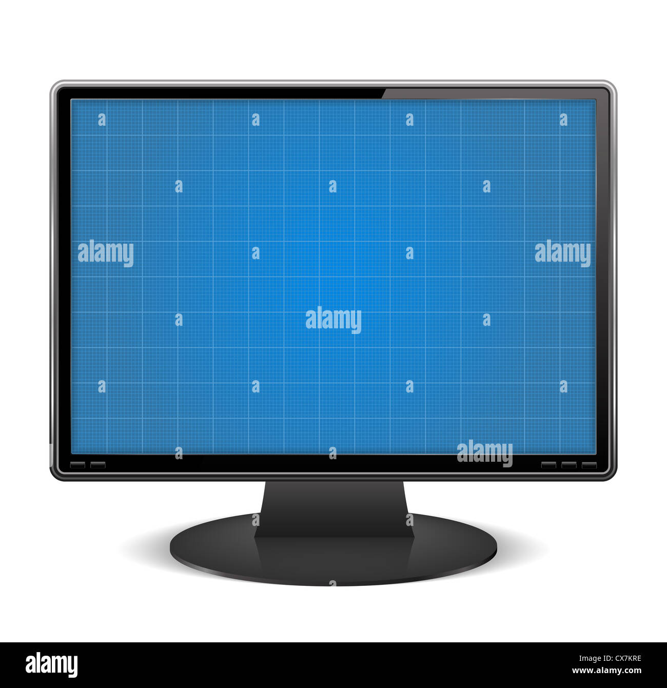 Un foglio di carta millimetrata sullo schermo del monitor del computer Foto Stock