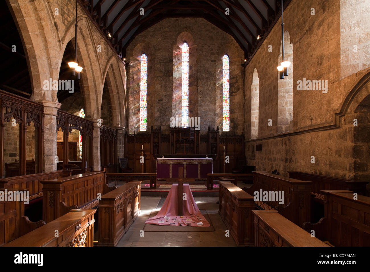 L'interno di Sant'Andrea Chiesa nel villaggio di Corbridge, Tyne Valley, Northumberland, Inghilterra Foto Stock