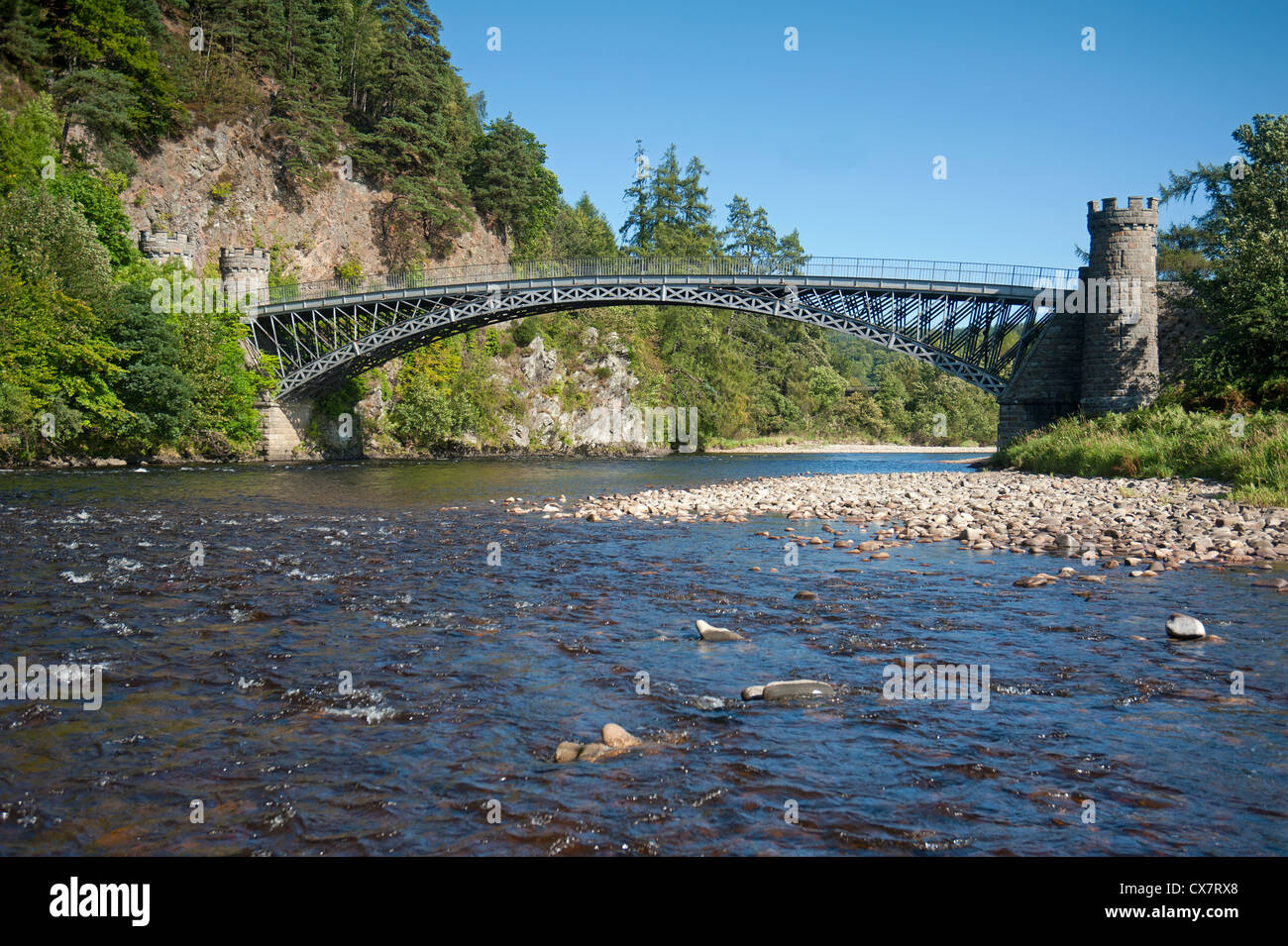 Thomas Telford il ponte sopra il fiume Spey a Craigellachie Morayshire. La Scozia. SCO 8507 Foto Stock