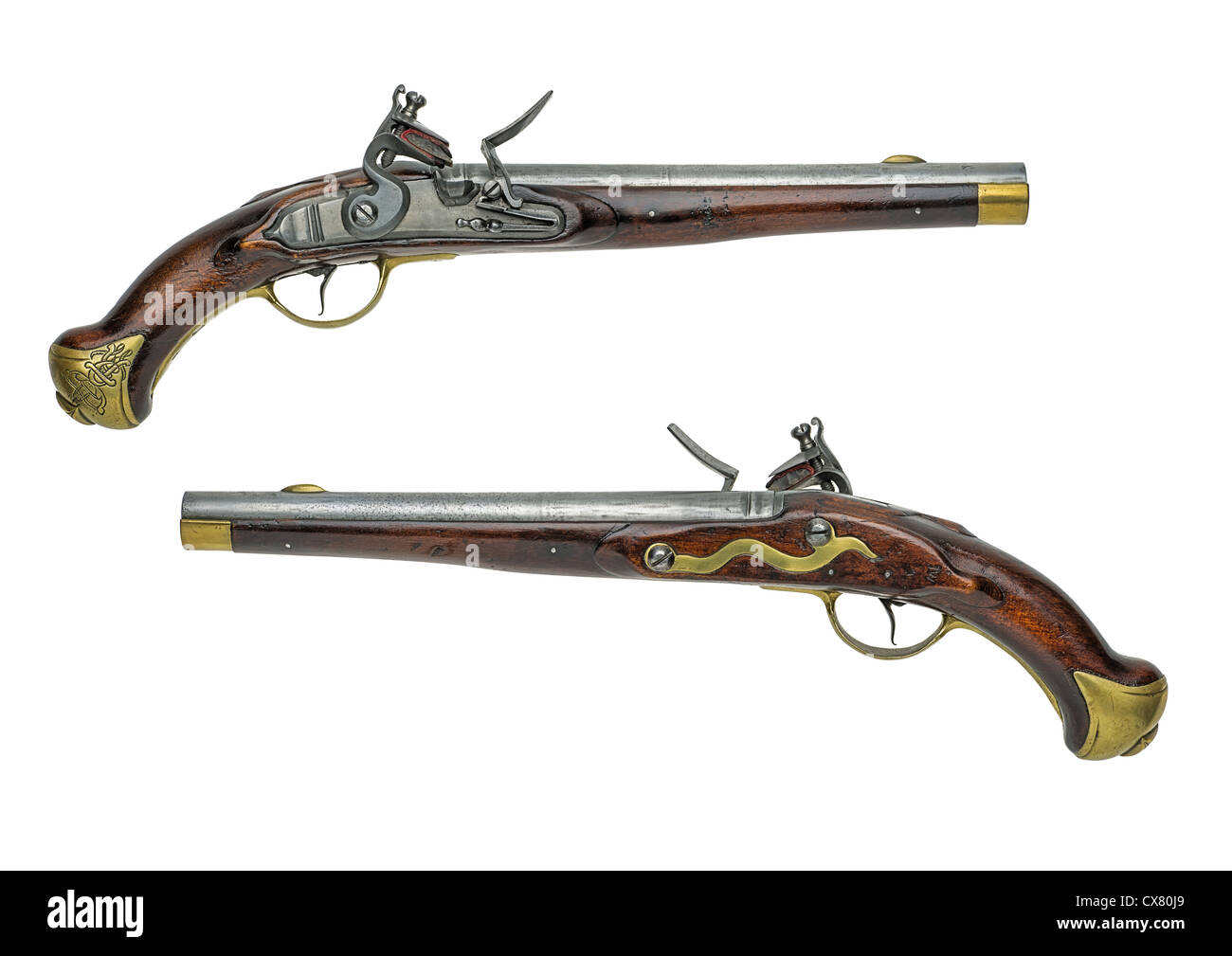 Antico prussiano flintlock pistol Foto Stock