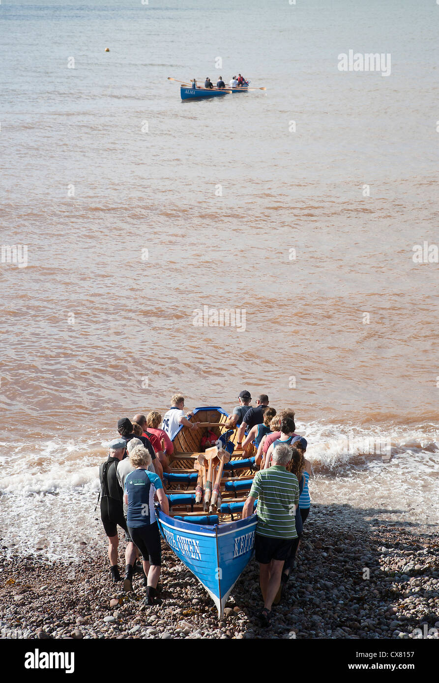 Barche a remi a Sidmouth Devon Foto Stock