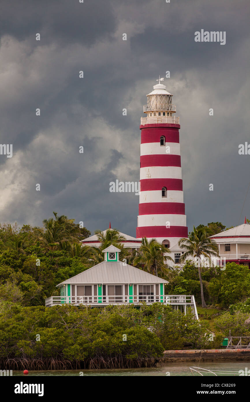 Speranza città faro e il gomito Harbour Cay Abacos, Bahamas. Foto Stock