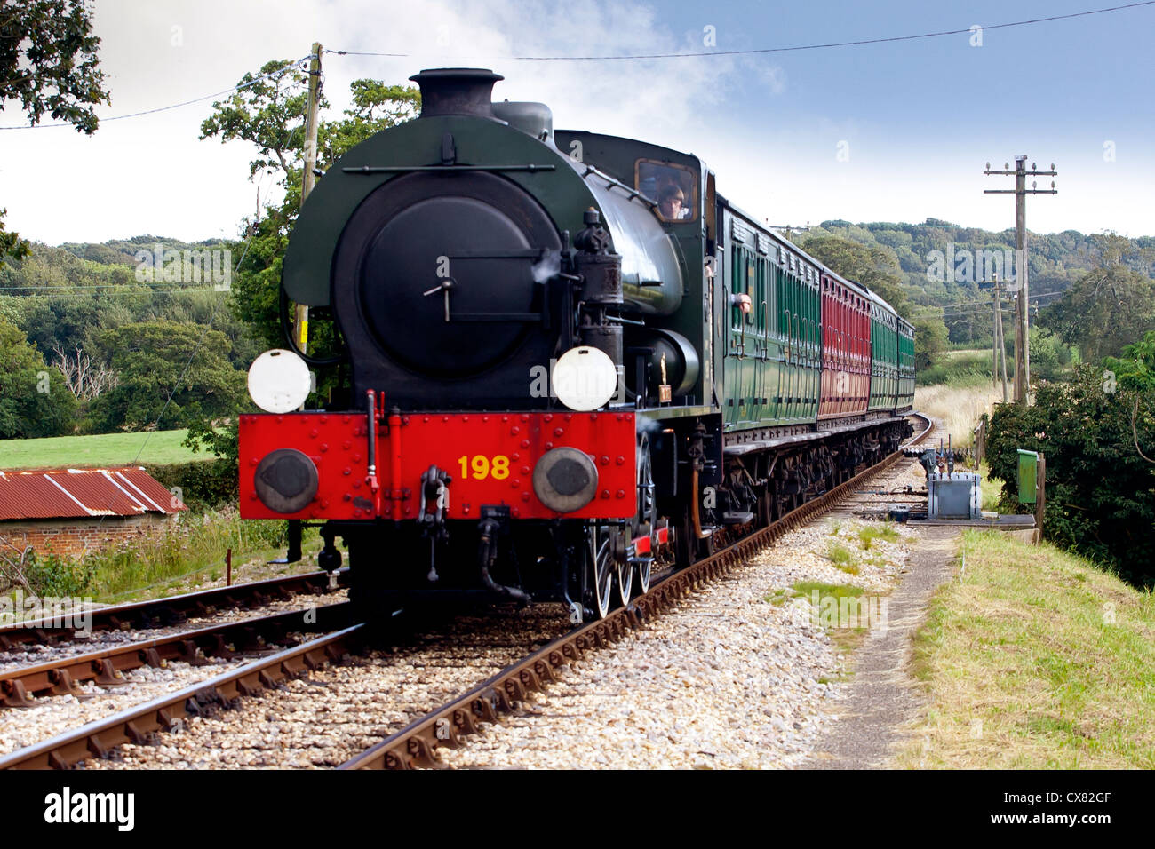 198, WD, Tank Engine, Royal Engineer, Steam Railway, Haven Street Wooton Station, Isle of Wight, Inghilterra, Regno Unito, Foto Stock