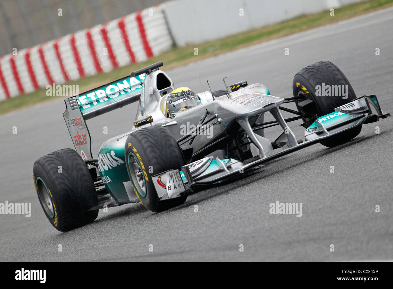 Nico Rosberg alla guida della Mercedes GP nel 2011 al Montmelo racing via a Barcellona, Spagna Foto Stock