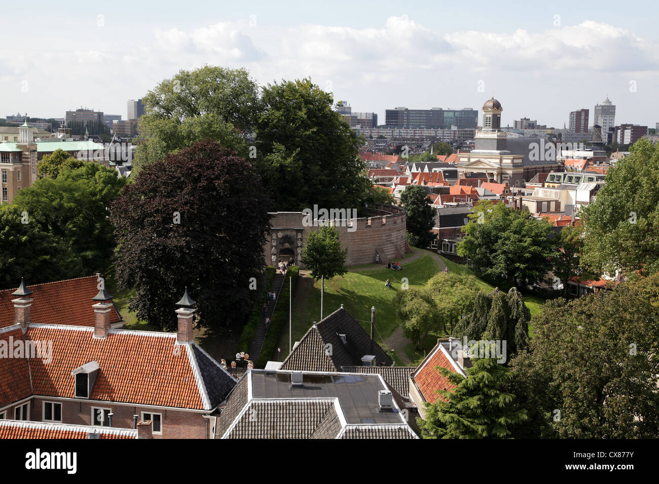 Paesi Bassi, Olanda, Leiden, Hartebrug Kerk, Chiesa.Burcht Foto Stock