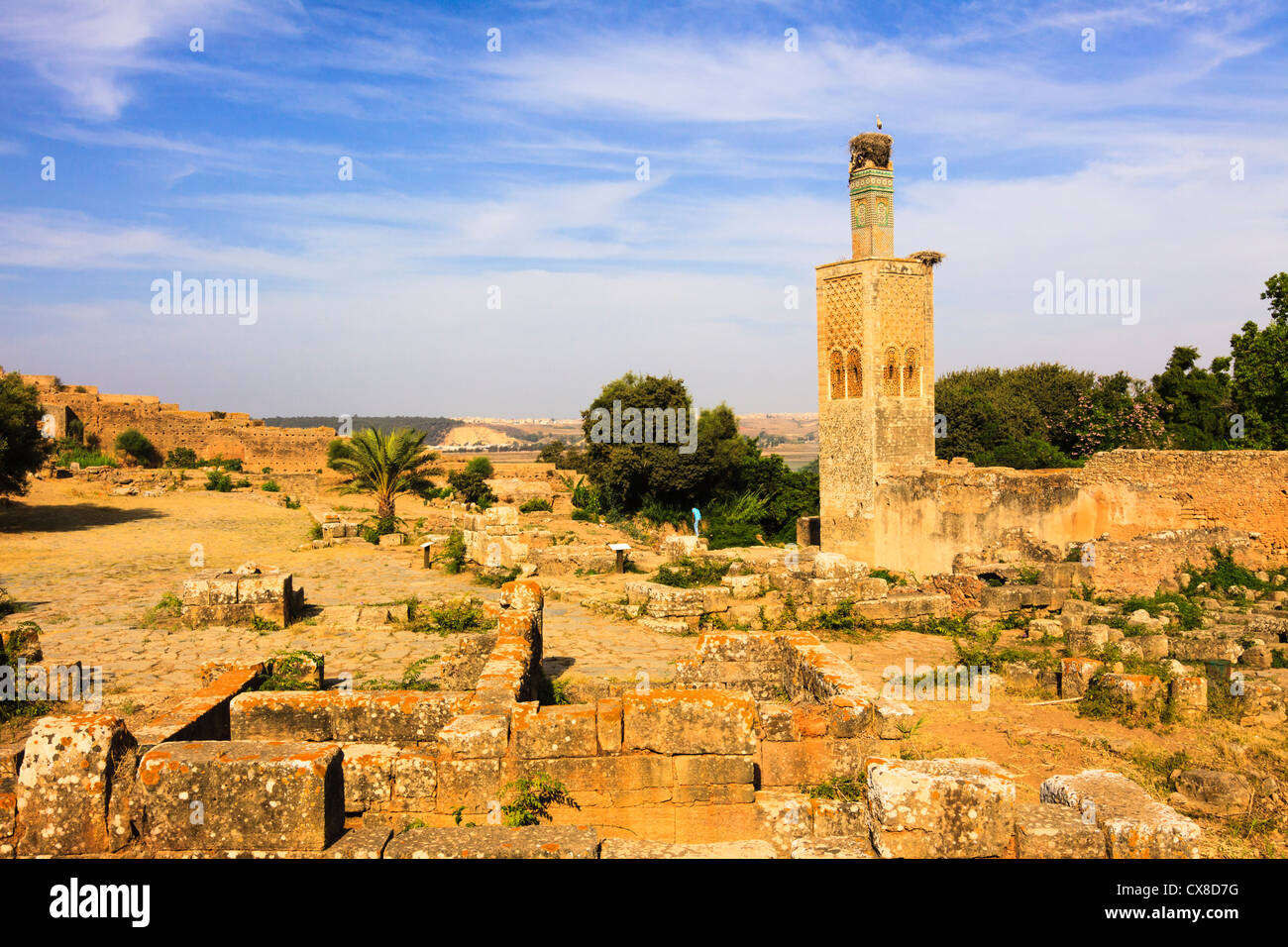 Necropoli Benimerin e rovine romane presso la Chellah, Rabat, Marocco Foto Stock