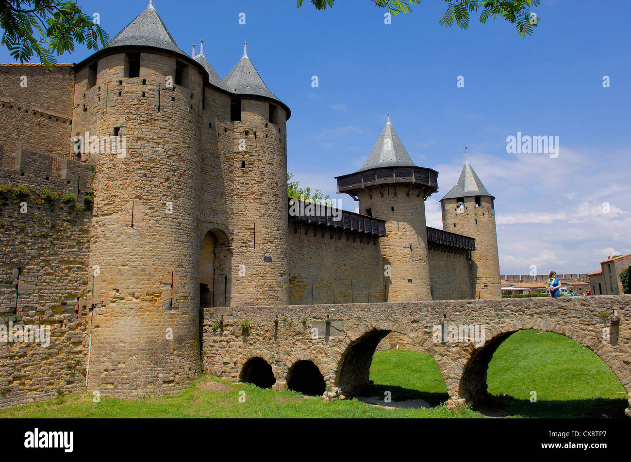 Chateau Comtal (XII secolo), la Cité, Carcassonne città medievale fortificata. Aude, Languedoc-Roussillon, Francia Foto Stock