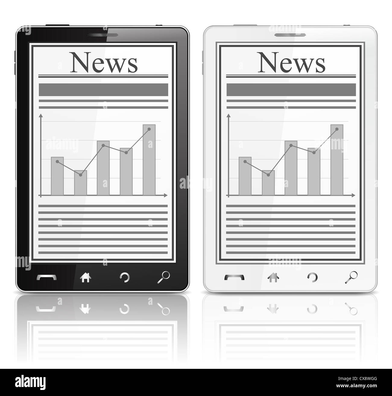 Notizie sullo schermo del telefono cellulare, vettoriale EPS10 illustrazione Foto Stock