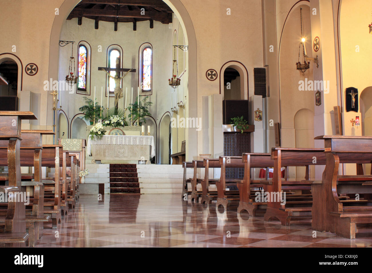 Chiesa di Sant'Erasmo, Laguna Veneziana / La chiesa di Sant'Erasmo, Laguna Veneta Foto Stock