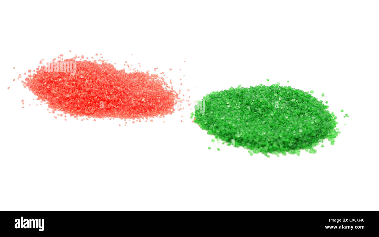 Rosso e verde granelli di zucchero per Natale Foto Stock