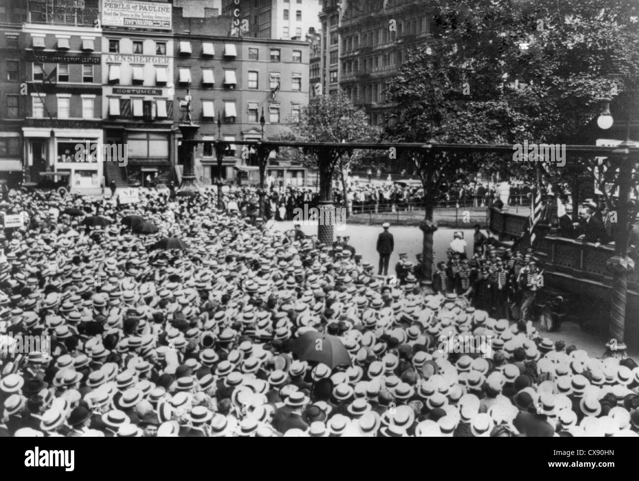 Anti-guerra incontro, Union Square di New York City, Agosto 1914 Foto Stock