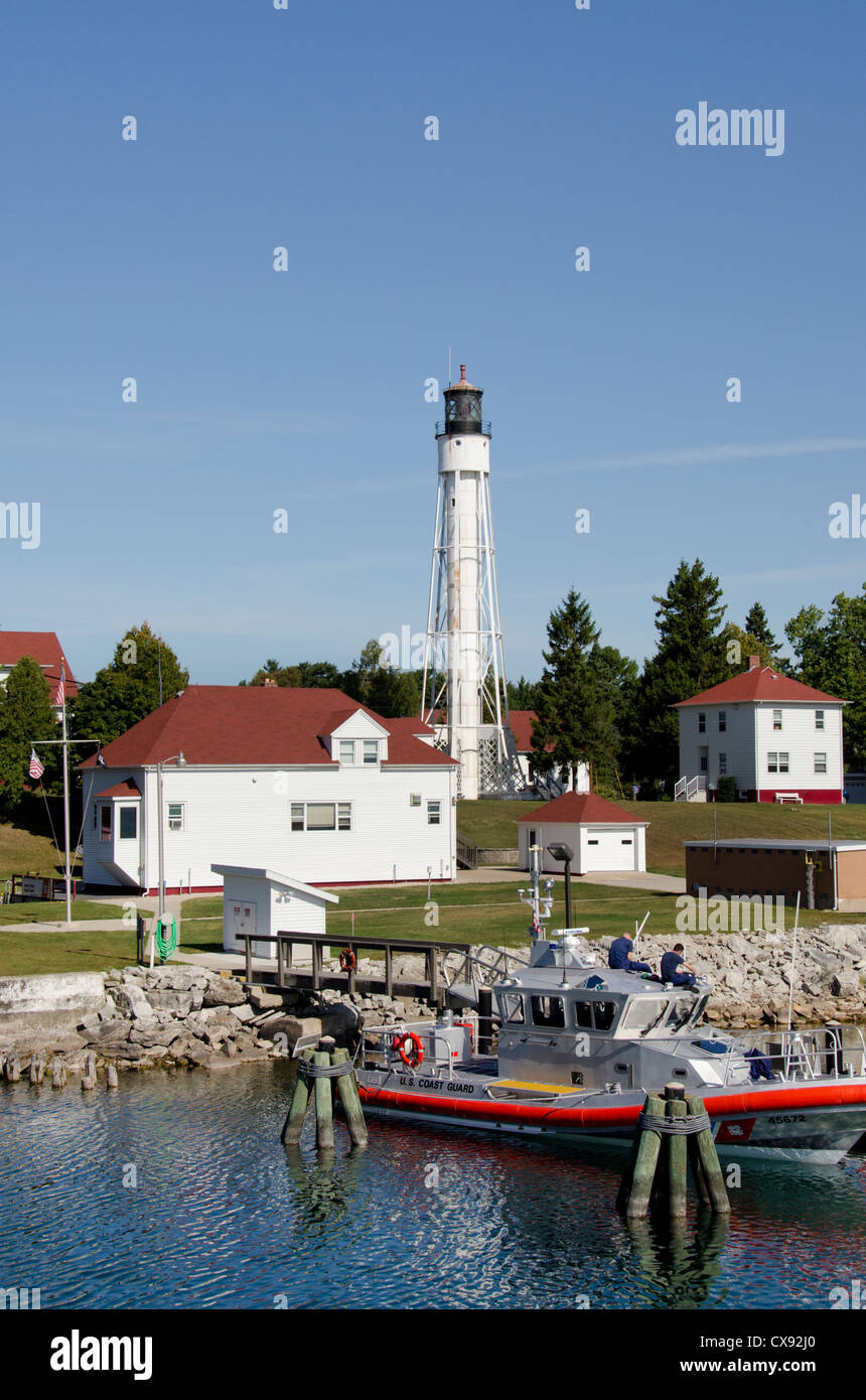 Wisconsin Door County, Storione Bay. La baia di storione Ship Canal Lighthouse, circa 1899. Foto Stock