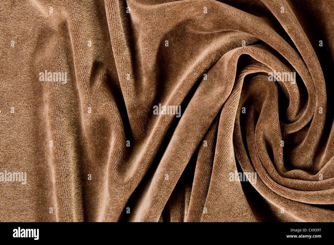 Nuovo tessuto per capi di abbigliamento e accessori pieghettato di velluto Foto Stock