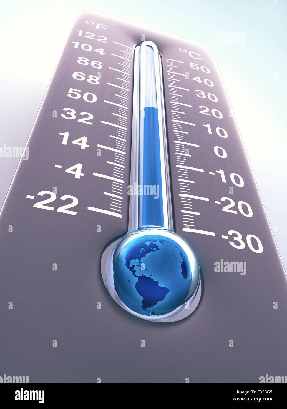 Temperatura del Pianeta Terra. Concetto di effetto serra. Foto Stock