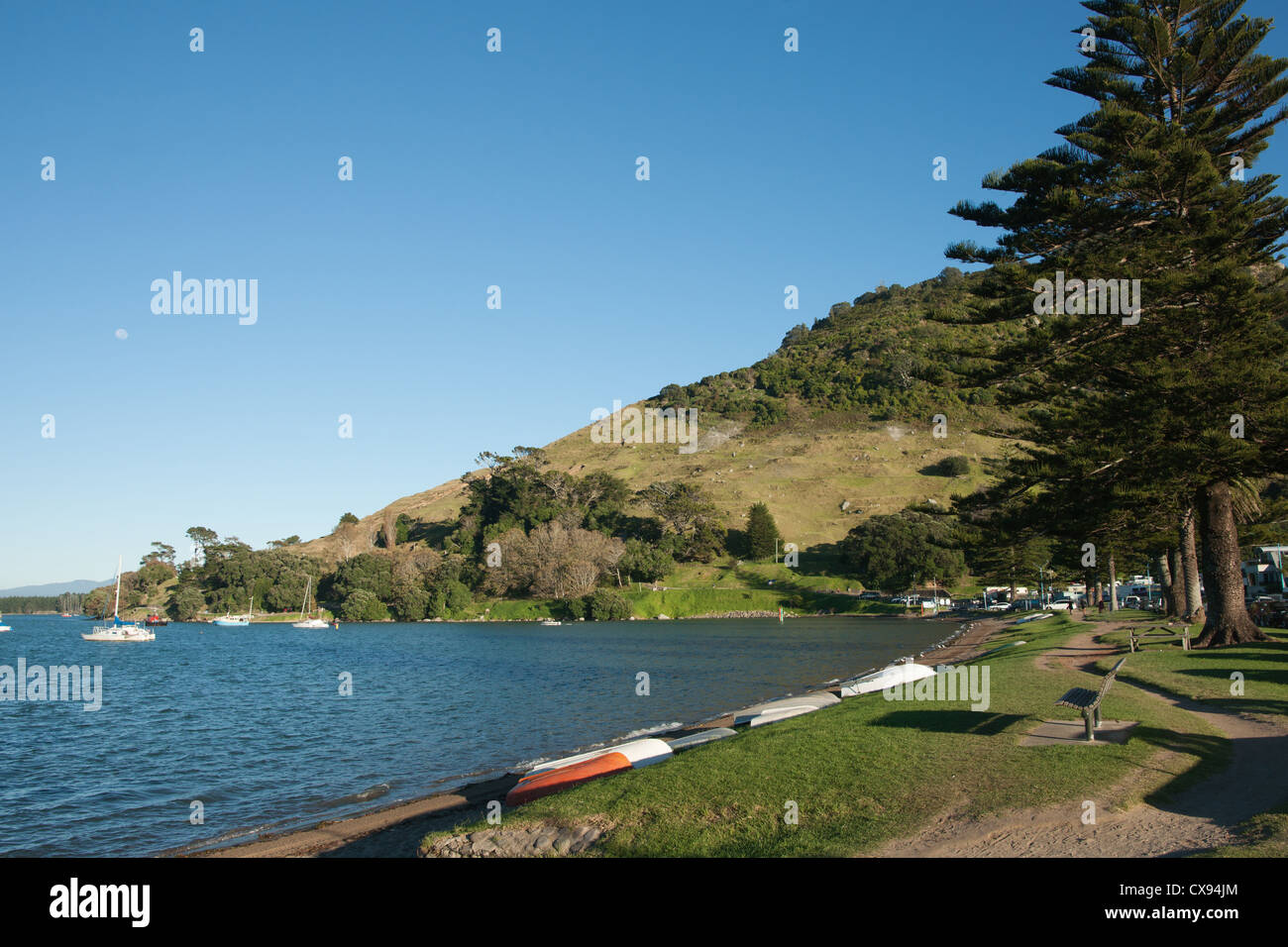 Mount Maunganui, scenario del porto. Tauranga, Baia di Planty, Nuova Zelanda. Foto Stock