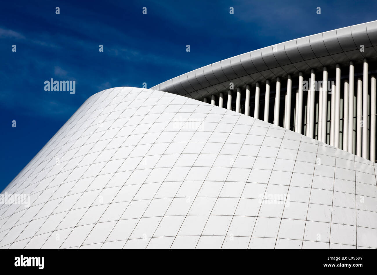 Dettaglio, Nuovo Philharmonic Hall, sala concerti della Philharmonique du Luxembourg, Place de l'Europe, Kirchberg, Lussemburgo, Europ Foto Stock