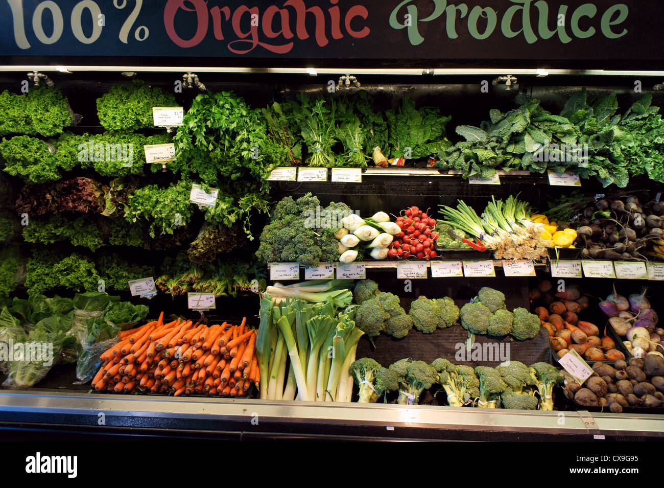 Prodotti biologici per la vendita di alimenti naturali store in Vancouver, British Columbia, Canada Foto Stock