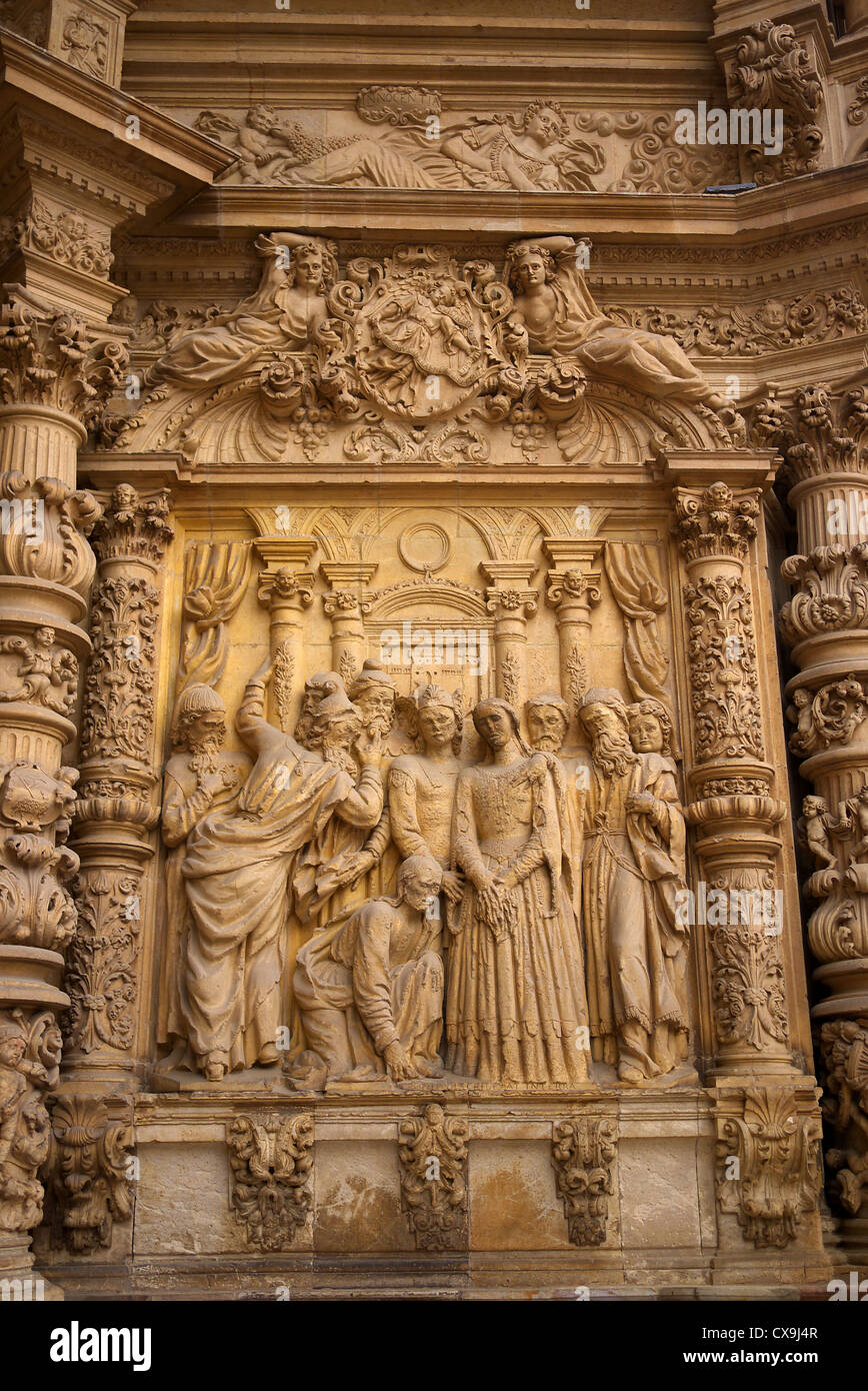 Dettaglio in muratura presso la Cattedrale di Santa Marta a Astorga, Spagna. Foto Stock