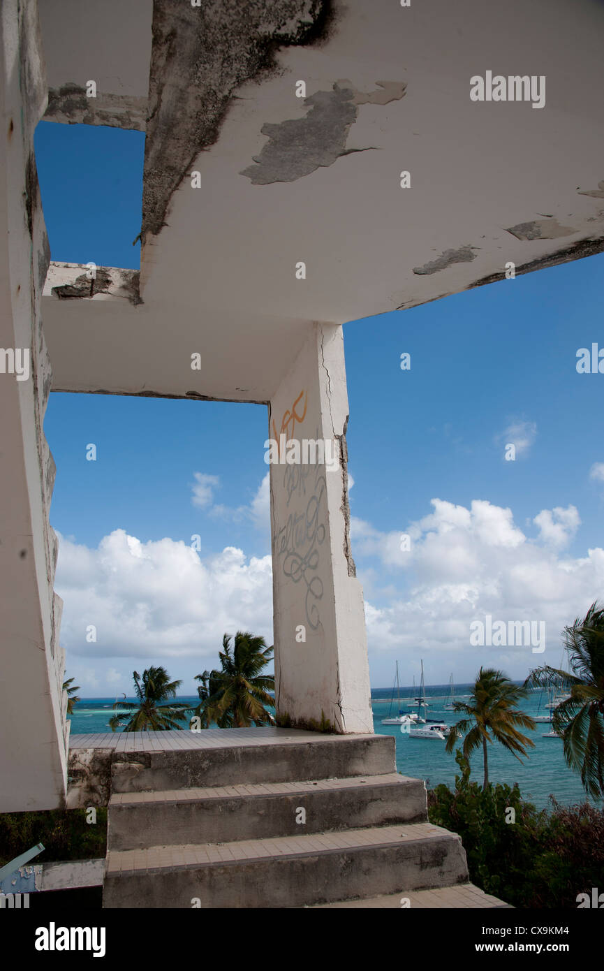 St François Antille francesi dei Caraibi Guadalupa Meridien rovine Foto Stock