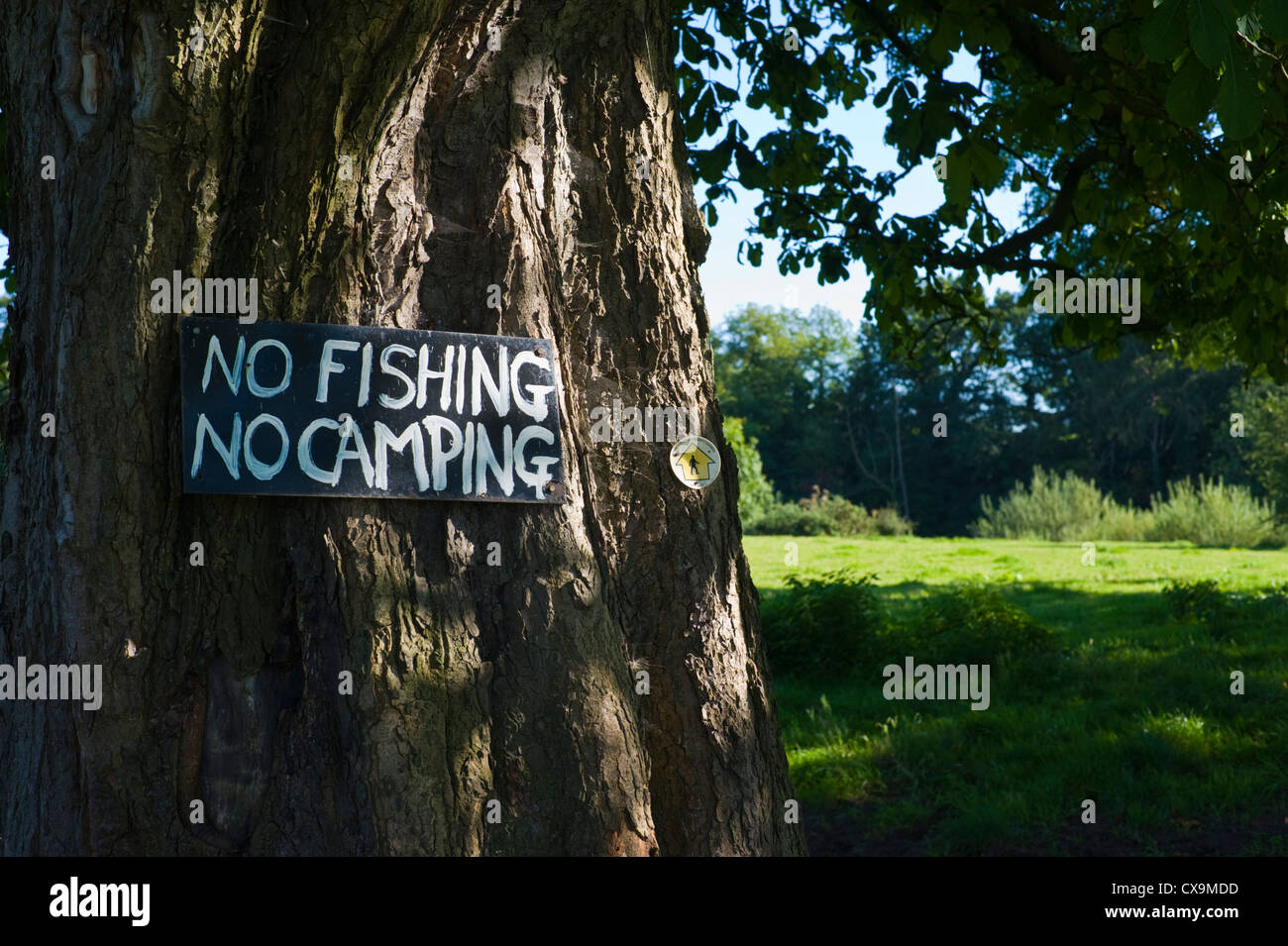 È vietata la pesca nessun segno di campeggio sulle rive del fiume Usk a Llanellen ponte in prossimità di Abergavenny Monmouthshire South Wales UK Foto Stock