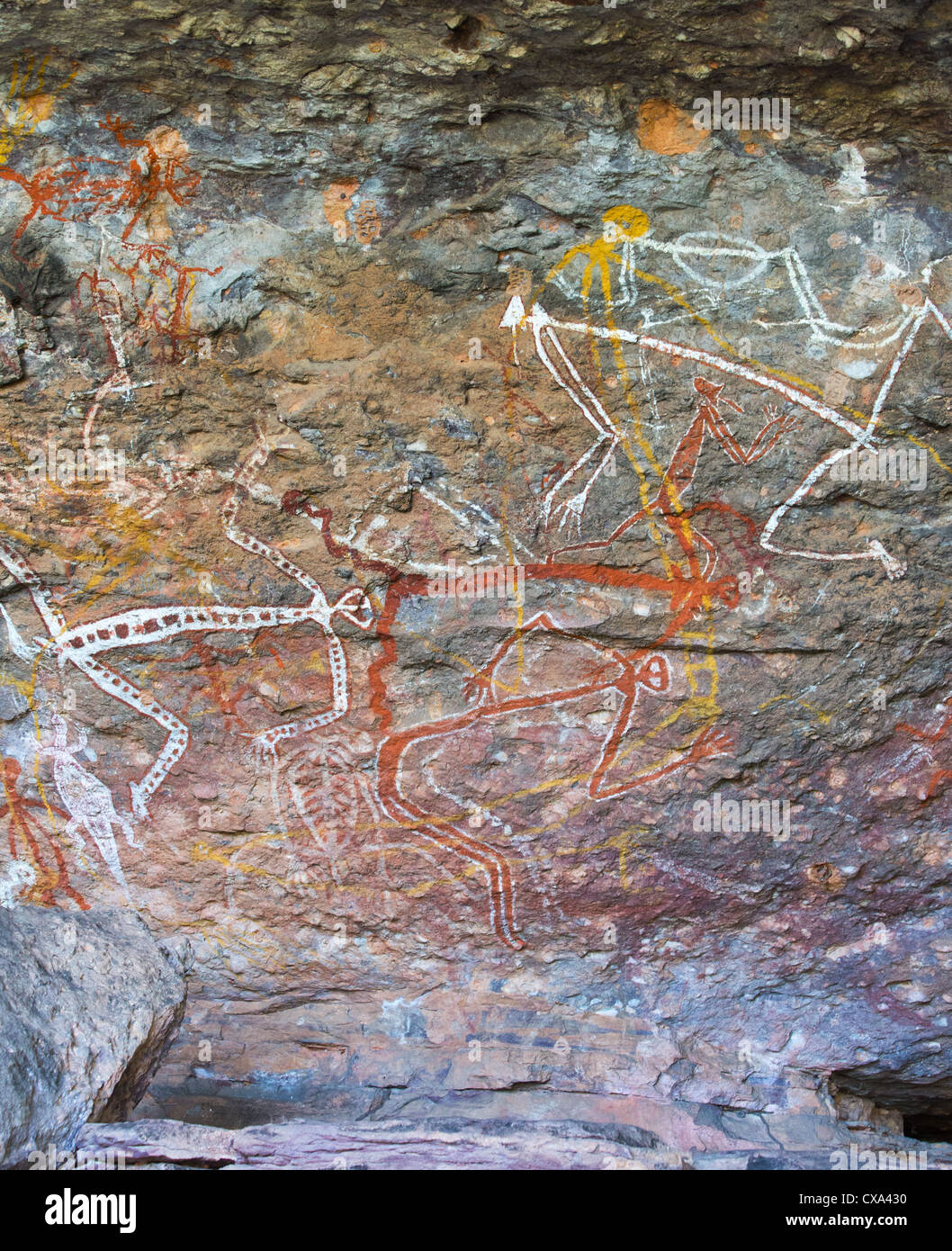 Arte rupestre degli Aborigeni, Anbangbang Gallery, Nourlangie, Parco Nazionale Kakadu, Territorio del Nord Foto Stock