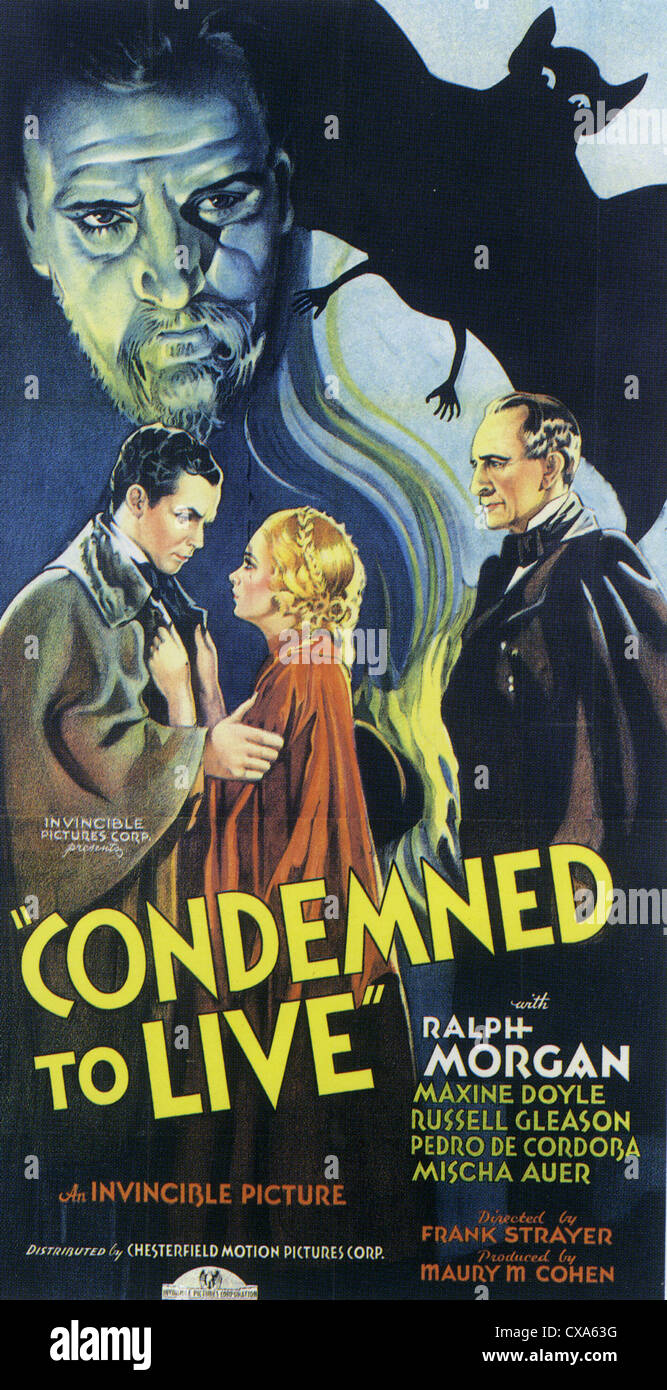 Condannato a vivere Poster per 1935 Invincible Pictures film con Ralph Morgan Foto Stock