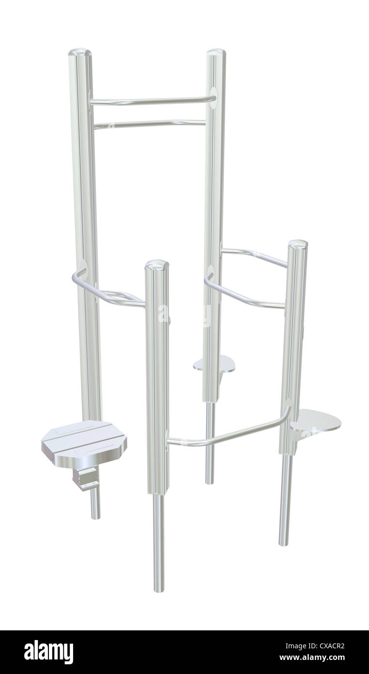 Pull-up bar o Doccia cromo, rack 3D illustrazione Foto Stock