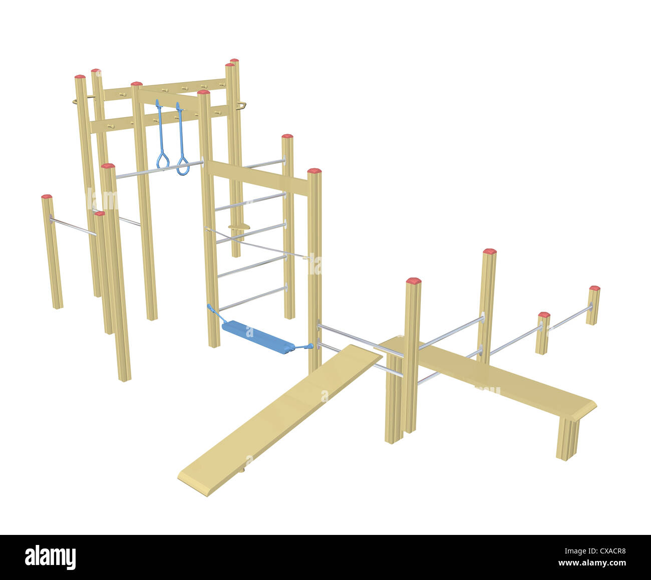Sit-up e pull-up bar, 3D'illustrazione, isolata contro uno sfondo bianco Foto Stock
