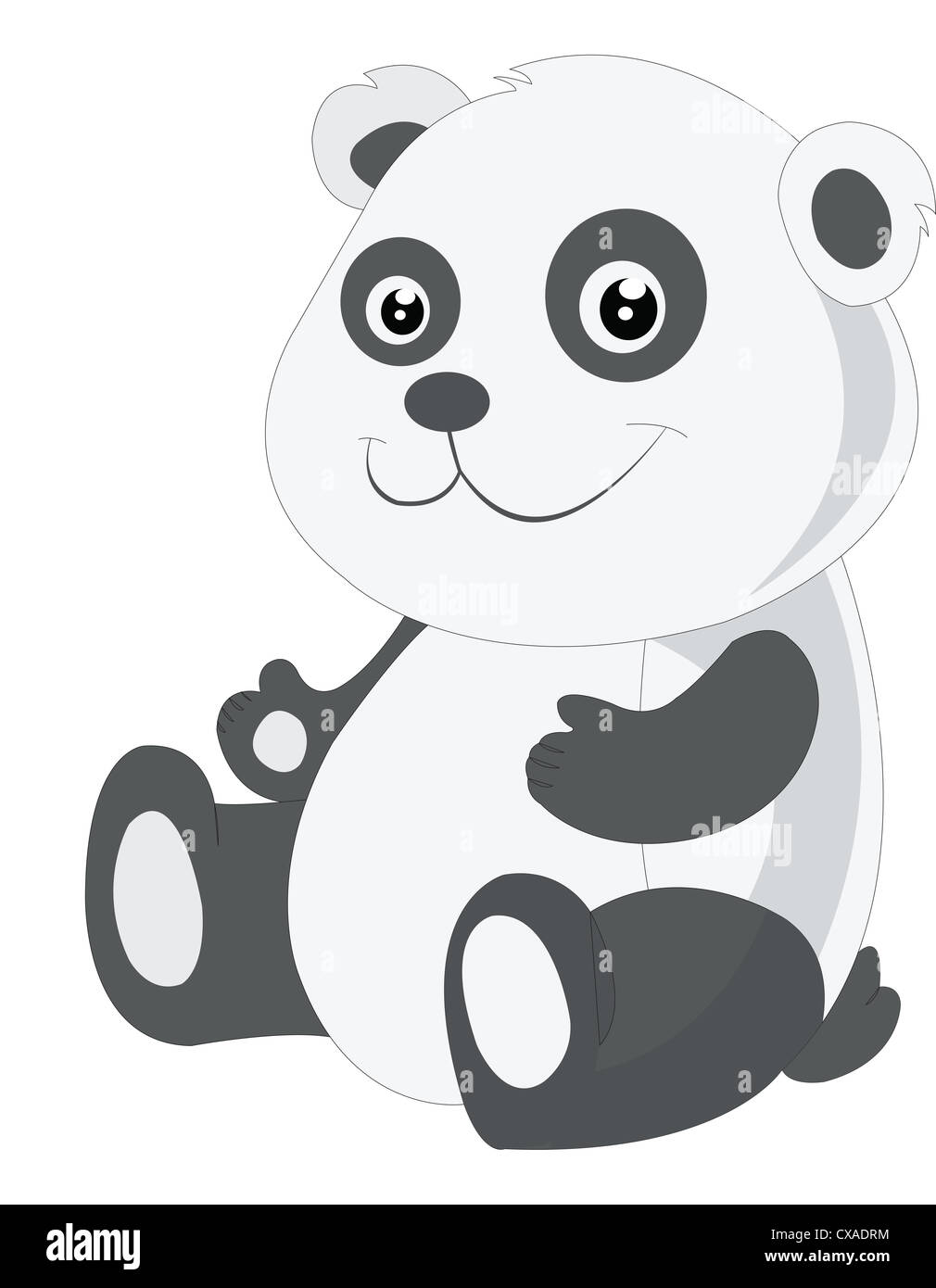 Baby panda, bianco e nero, sorridente, illustrazione vettoriale Foto Stock