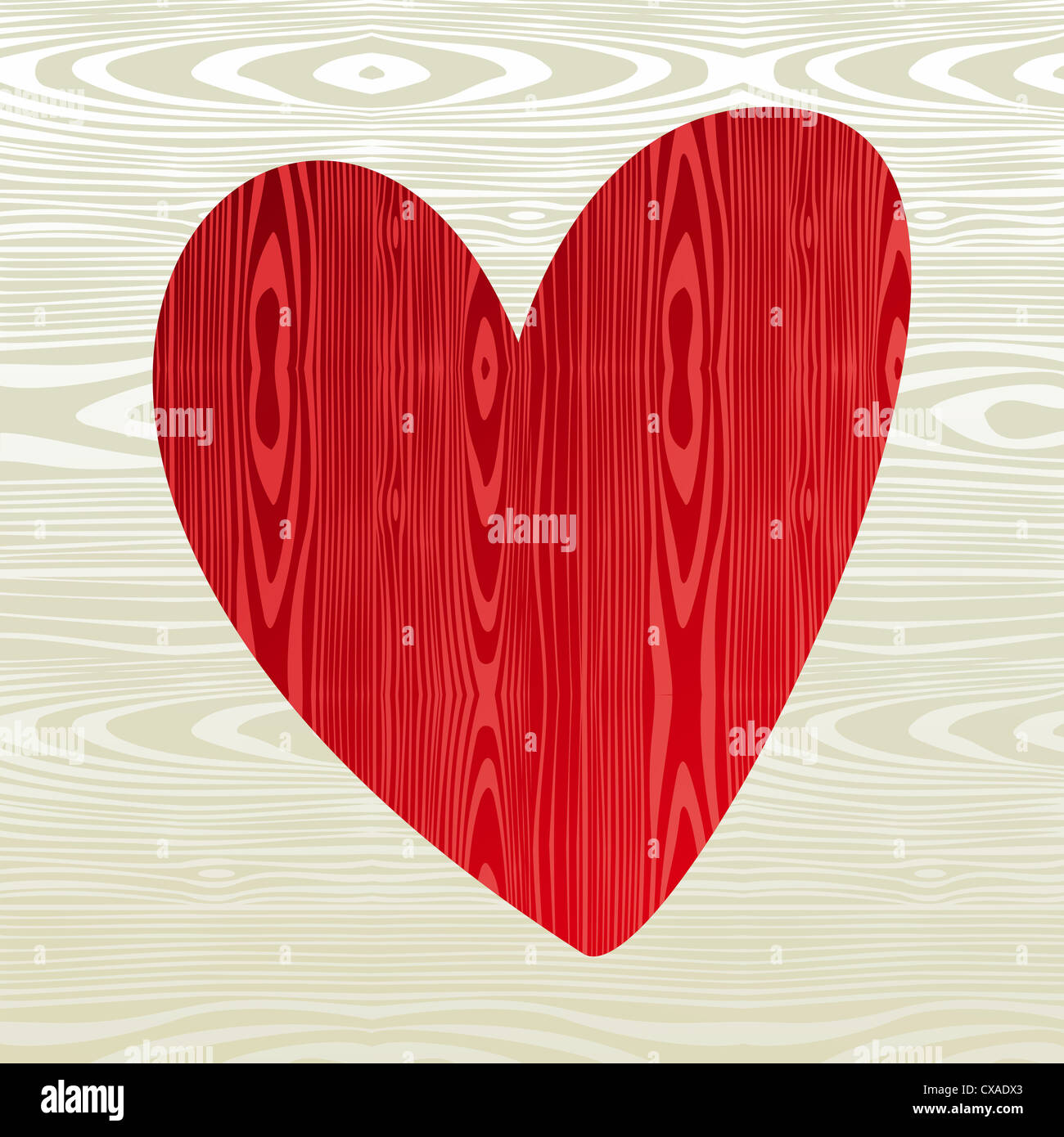 Rosso cuore di legno di forma di amore dello sfondo. File vettoriale stratificata per una facile manipolazione e colorazione personalizzata. Foto Stock