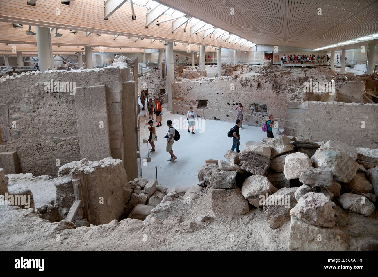 Città preistorico di Akrotiri, Santorini, Grecia Foto Stock