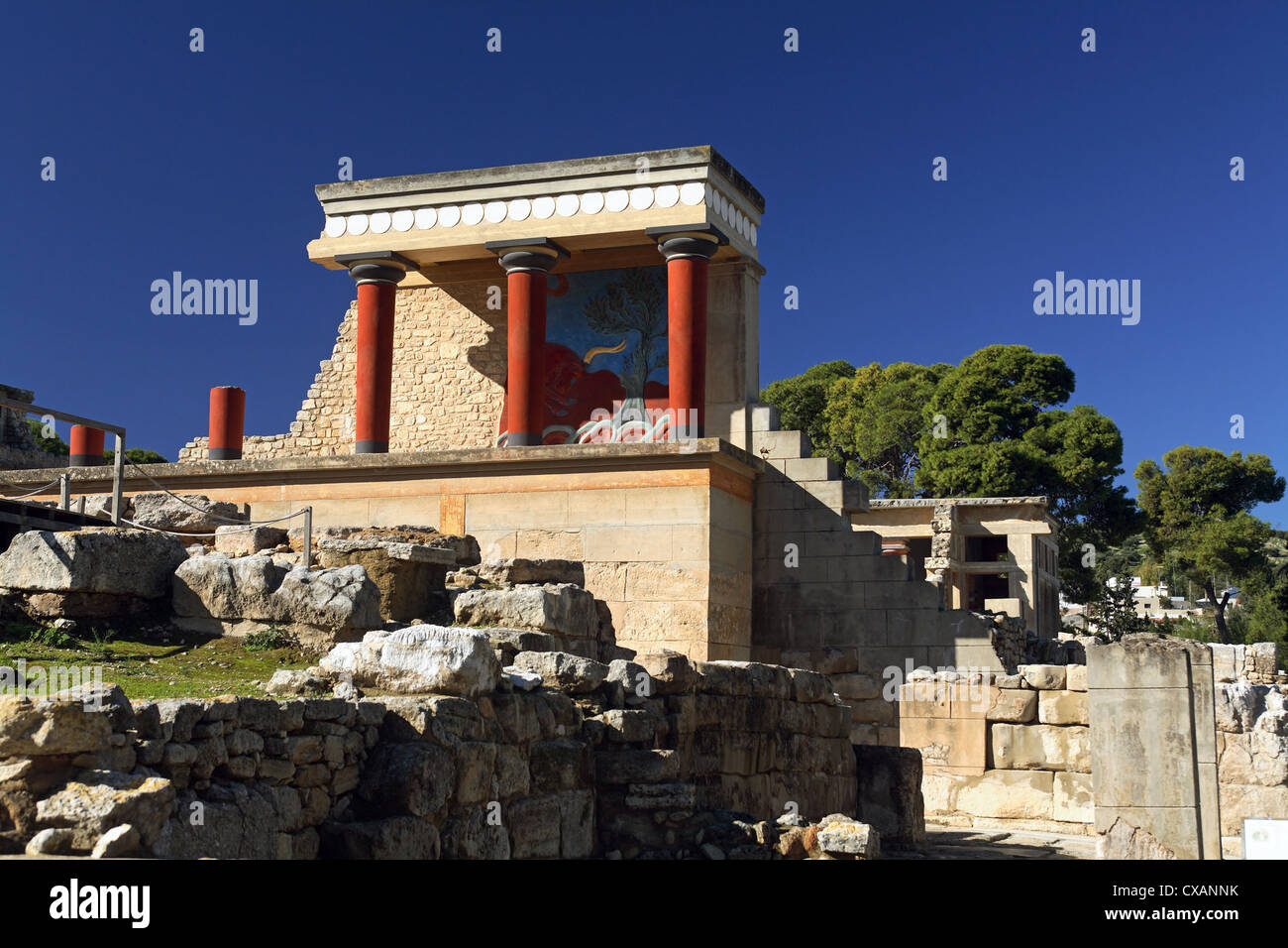 Knossos, il palazzo ricostruito Teilstueck Foto Stock
