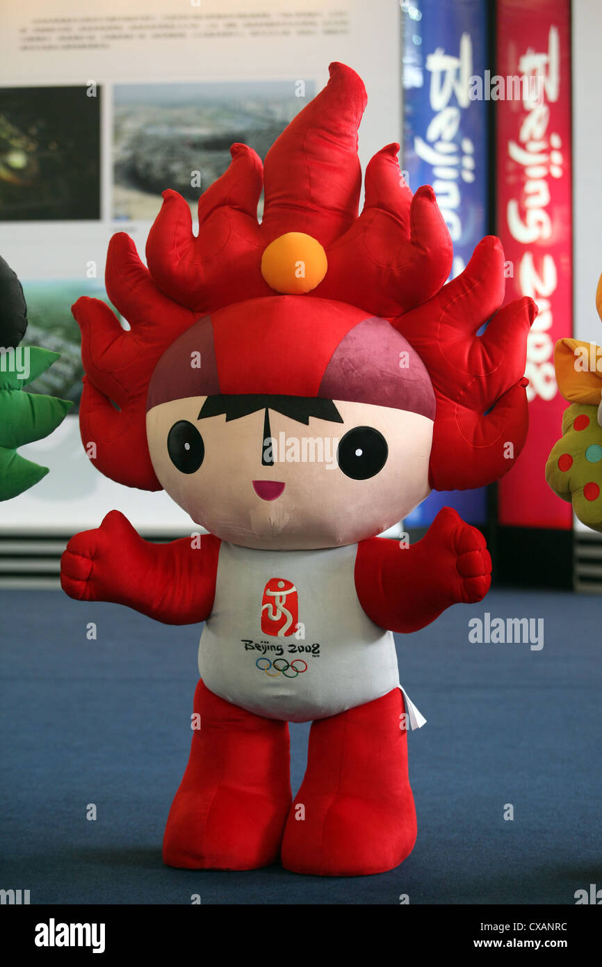 Hong Kong, la mascotte Huanhuan le 2008 Olimpiadi di estate a Pechino Foto Stock