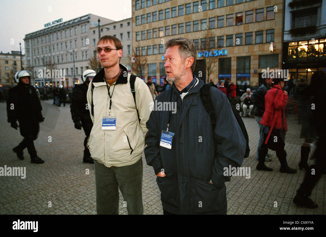 Gli osservatori d Federazione Internazionale di Helsinki per i Diritti Umani, Poznan, Polonia Foto Stock