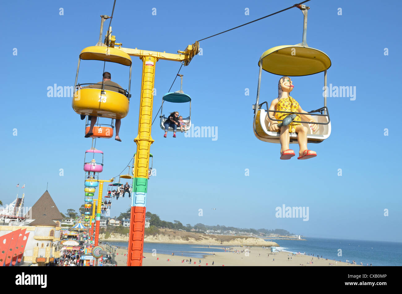 Sky rider su Santa Cruz boardwalk, California Foto Stock